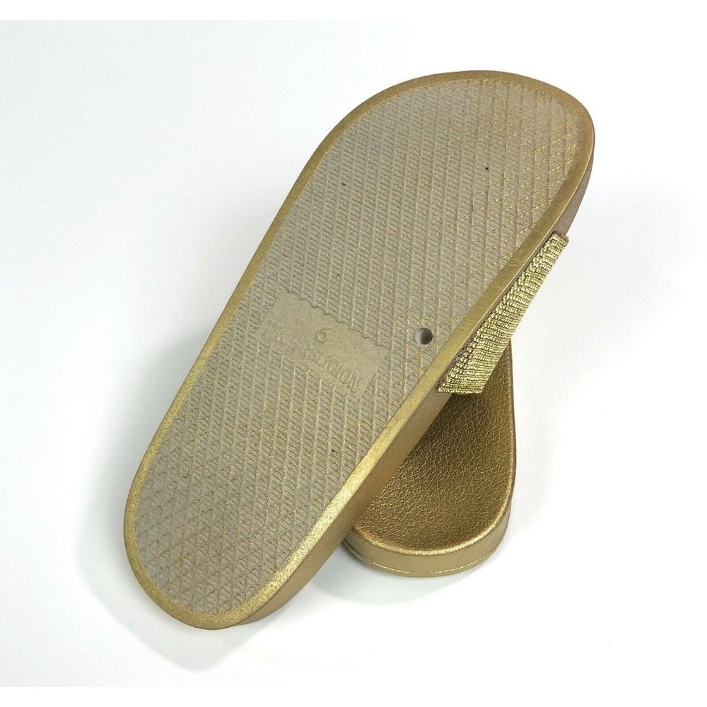True Religion Womens 6 Medium Width Meyer Bling Gold Rhinestone Slides Sandals - Picture 7 of 8